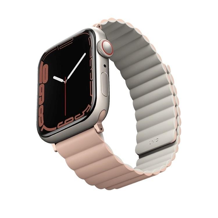 Двулицева магнитна силиконова каишка за Apple Watch 42мм, 44мм, 45мм, Ultra, Ultra 2 49мм - Uniq Revix Silicone Magnetic Strap (розов-бежов) | JAR Computers Двулицева магнитна силиконова каишка за Apple Watch 42мм, 44мм, 45мм, Ultra, Ultra 2 49мм - Uniq Revix Silicone Magnetic Strap (розов-бежов)