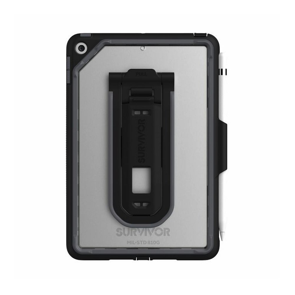 Griffin Survivor Endurance Case - защита от най-висок клас с антибактериално покритие и поставка за iPad mini 5 (2019) (черен-прозрачен) 