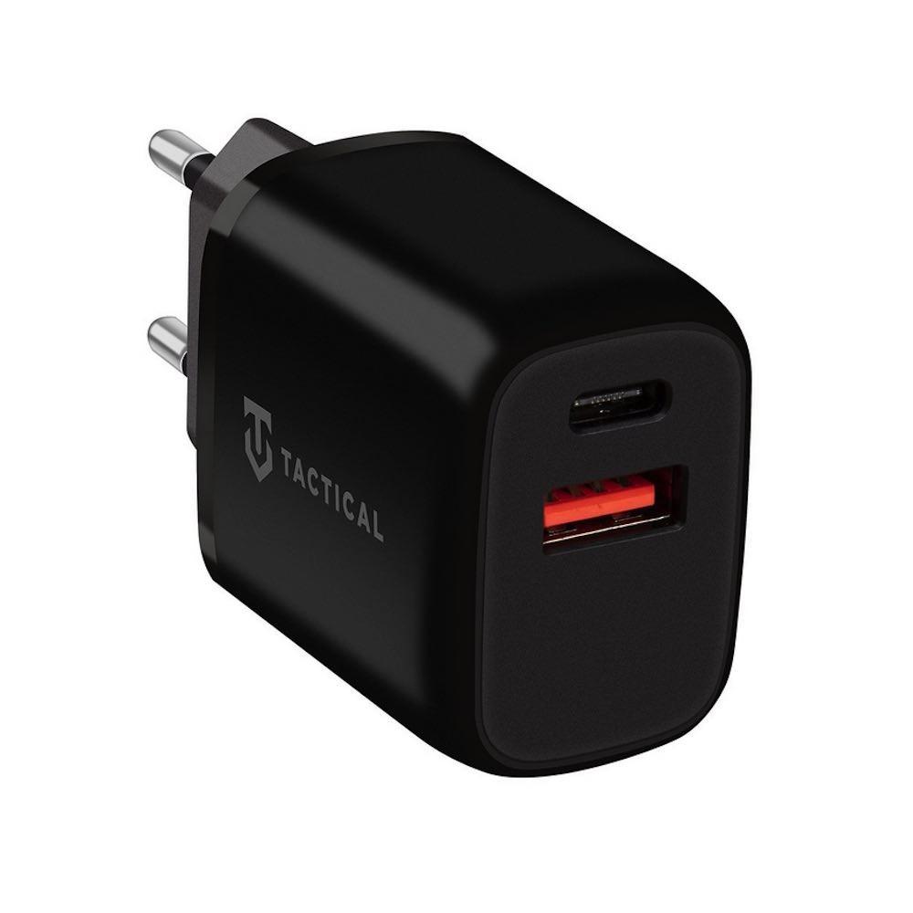 Захранване за ел. мрежа с USB-A и USB-C изходи и технология за бързо зареждане - Tactical Base Plug Dual Fast Wall Charger 20W (черен) | JAR Computers Захранване за ел. мрежа с USB-A и USB-C изходи и технология за бързо зареждане - Tactical Base Plug Dual Fast Wall Charger 20W (черен)