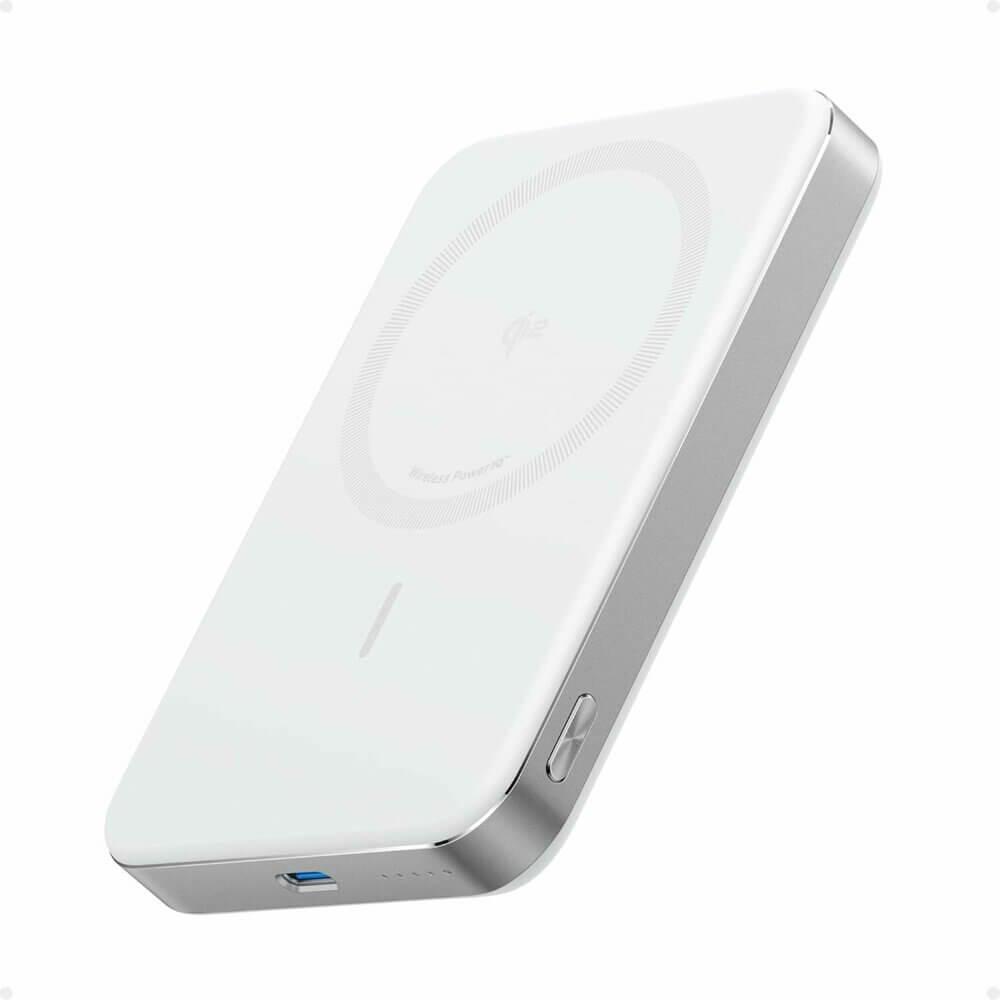 Anker MagGo Qi2 Slim Magnetic Wireless Charging Power Bank 10000 mAh 15W - преносима външна батерия с USB-C порт и безжично зареждане с MagSafe (бял)