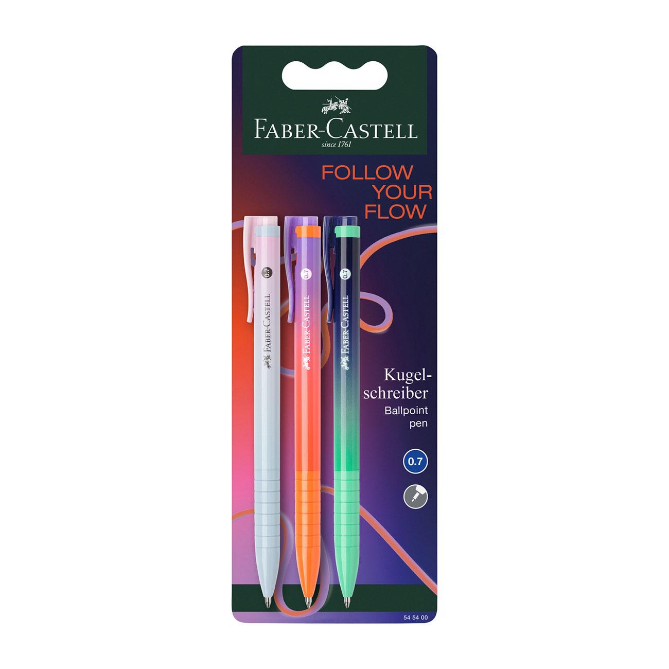 Faber-Castell Химикалка RX7 Flow, 0.7 mm, синьо мастило, 3 броя