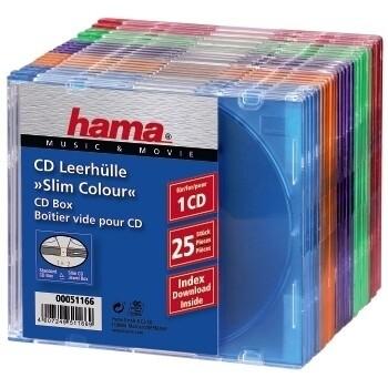 Hama CD Slim Box Pack of 25, Coloured 1 дискове Многоцветен | JAR Computers Hama CD Slim Box Pack of 25, Coloured 1 дискове Многоцветен