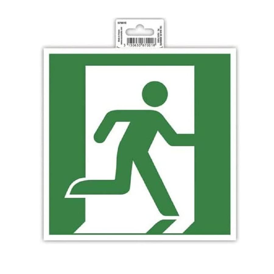 Самозалепващ знак Exacompta, с пиктограма Авариен изход надясно, 20х20 см, PVC фолио 150 mic | JAR Computers Самозалепващ знак Exacompta, с пиктограма Авариен изход надясно, 20х20 см, PVC фолио 150 mic