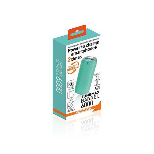 Външна батерия с USB порт за iPhone, iPod и мобилни устройства - Tunewear Tunemax Barrel 6000 mAh (зелен) | JAR Computers Външна батерия с USB порт за iPhone, iPod и мобилни устройства - Tunewear Tunemax Barrel 6000 mAh (зелен)
