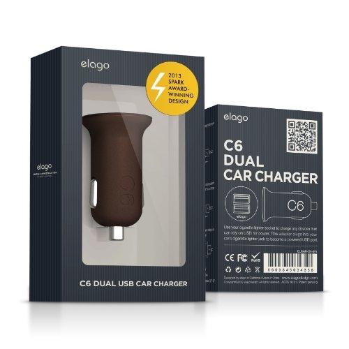 Зарядно за кола с два USB изхода за iPhone, iPad, Samsung, HTC и мобилни устройства - Elago C6 Dual USB Car Charger (кафяв) | JAR Computers Зарядно за кола с два USB изхода за iPhone, iPad, Samsung, HTC и мобилни устройства - Elago C6 Dual USB Car Charger (кафяв)