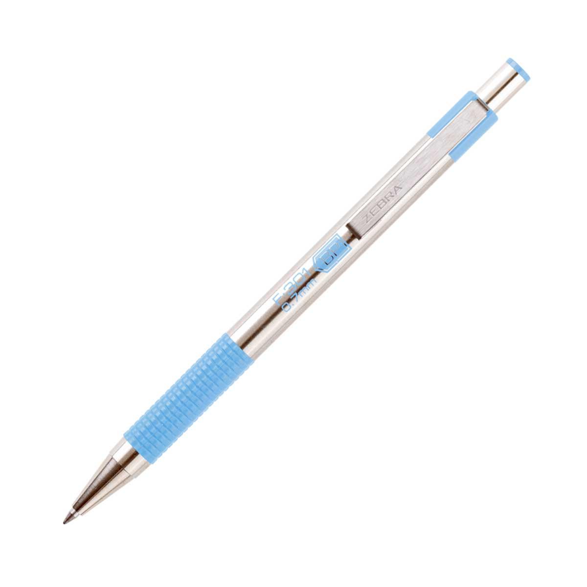 Zebra Химикалка F-301 Pastel, метална, 0.7 mm, синя