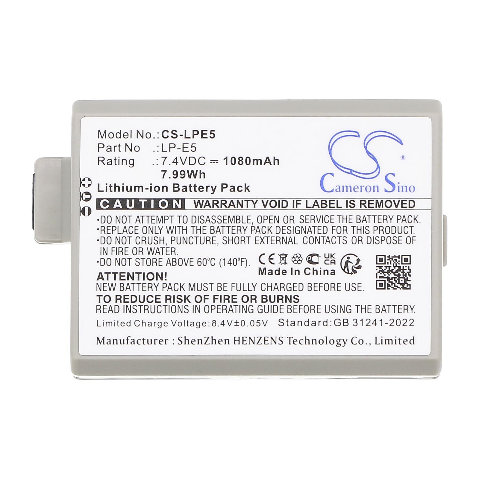 Батерия за камера CANON LPE5 LiIon 7.2V 1080mAh Cameron Sino | JAR Computers Батерия за камера CANON LPE5 LiIon 7.2V 1080mAh Cameron Sino