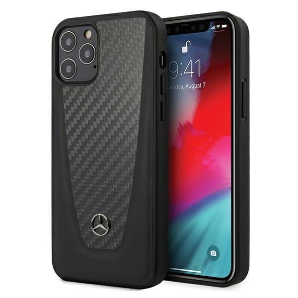 Дизайнерски хибриден (карбон+естествена кожа+TPU) карбонов кейс за iPhone 12, iPhone 12 Pro - Mercedes Dynamic Carbon Fiber Hard Case (черен) | JAR Computers Дизайнерски хибриден (карбон+естествена кожа+TPU) карбонов кейс за iPhone 12, iPhone 12 Pro - Mercedes Dynamic Carbon Fiber Hard Case (черен)