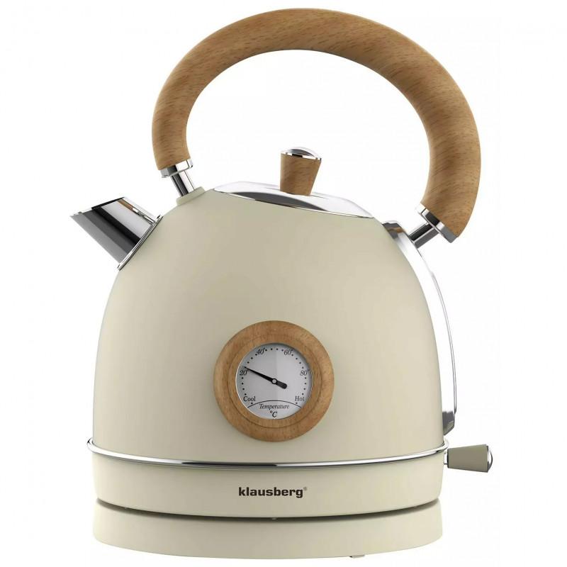 Електрическа кана с термометър Klausberg KB 7906, 2200W, 1.8 л, Индикатор за нивото на водата, Защита от прегряване, Крема | JAR Computers Електрическа кана с термометър Klausberg KB 7906, 2200W, 1.8 л, Индикатор за нивото на водата, Защита от прегряване, Крема