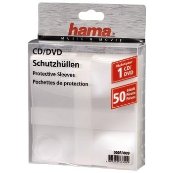 Hama CD/DVD Protective Sleeves, Pack of 50 50 дискове Прозрачен | JAR Computers Hama CD/DVD Protective Sleeves, Pack of 50 50 дискове Прозрачен