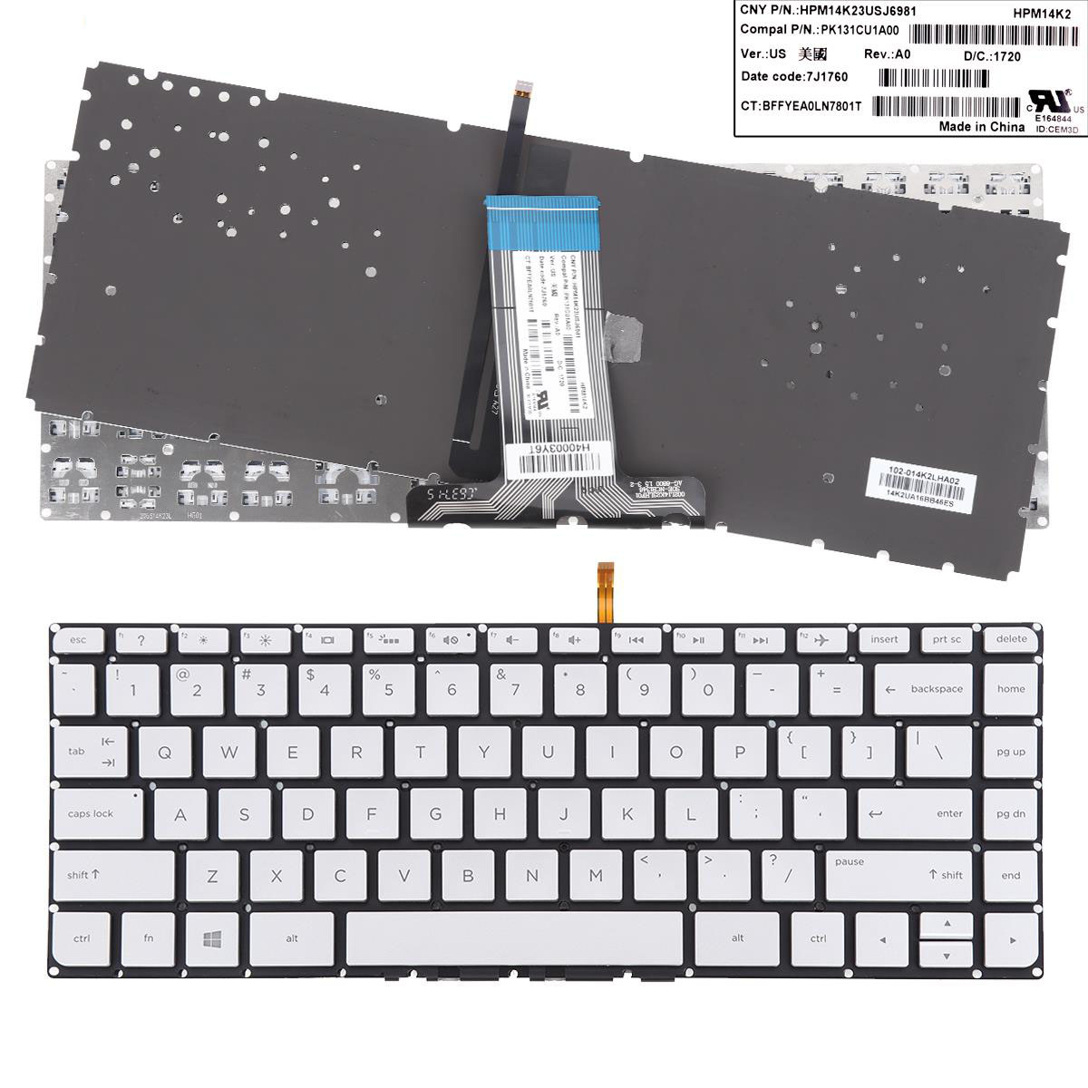 Клавиатура за лаптоп HP Pavilion 14-AB Сребриста Без Рамка (Малък Ентър) с Подсветка / Silver Without Frame US With Backlit | JAR Computers Клавиатура за лаптоп HP Pavilion 14-AB Сребриста Без Рамка (Малък Ентър) с Подсветка / Silver Without Frame US With Backlit