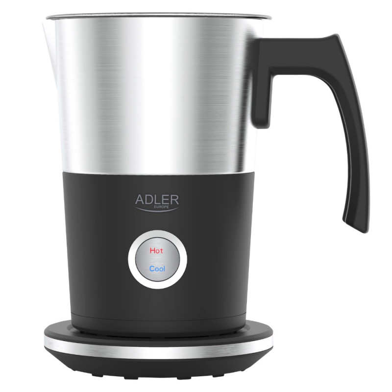 Уред за разпенване на мляко Adler AD 4497, 1000W, 300 мл, Незалепващо покритие, STRIX защита, Черен/Инокс