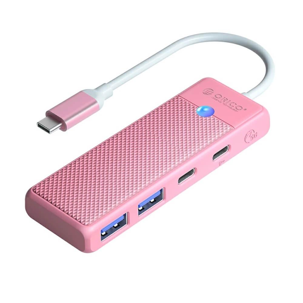USB-C хъб за свързване на допълнителна периферия за компютри и лаптопи с USB-C порт - Orico PAPW2AC-C3-C3 4-in-1 USB-C Hub (розов) | JAR Computers USB-C хъб за свързване на допълнителна периферия за компютри и лаптопи с USB-C порт - Orico PAPW2AC-C3-C3 4-in-1 USB-C Hub (розов)