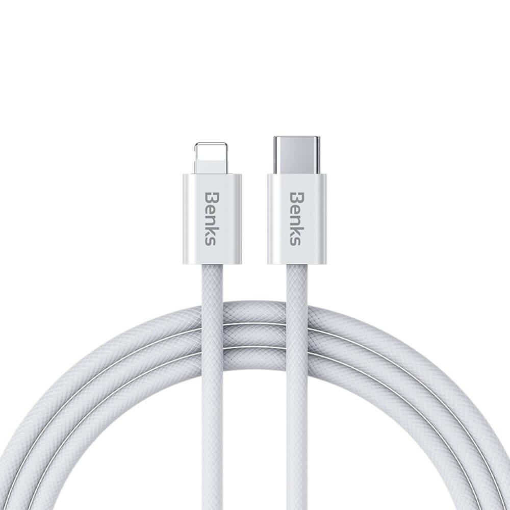 Benks D46 USB-C to Lightning Cable PD 27W - USB-C към Lightning кабел за Apple устройства с Lightning порт (200 см) (бял)