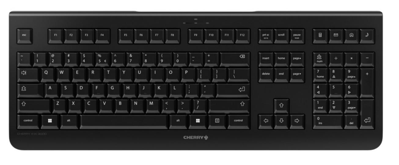 CHERRY KW 3000 клавиатура Универсален РЧ безжичен QWERTY Американски международен език Черен