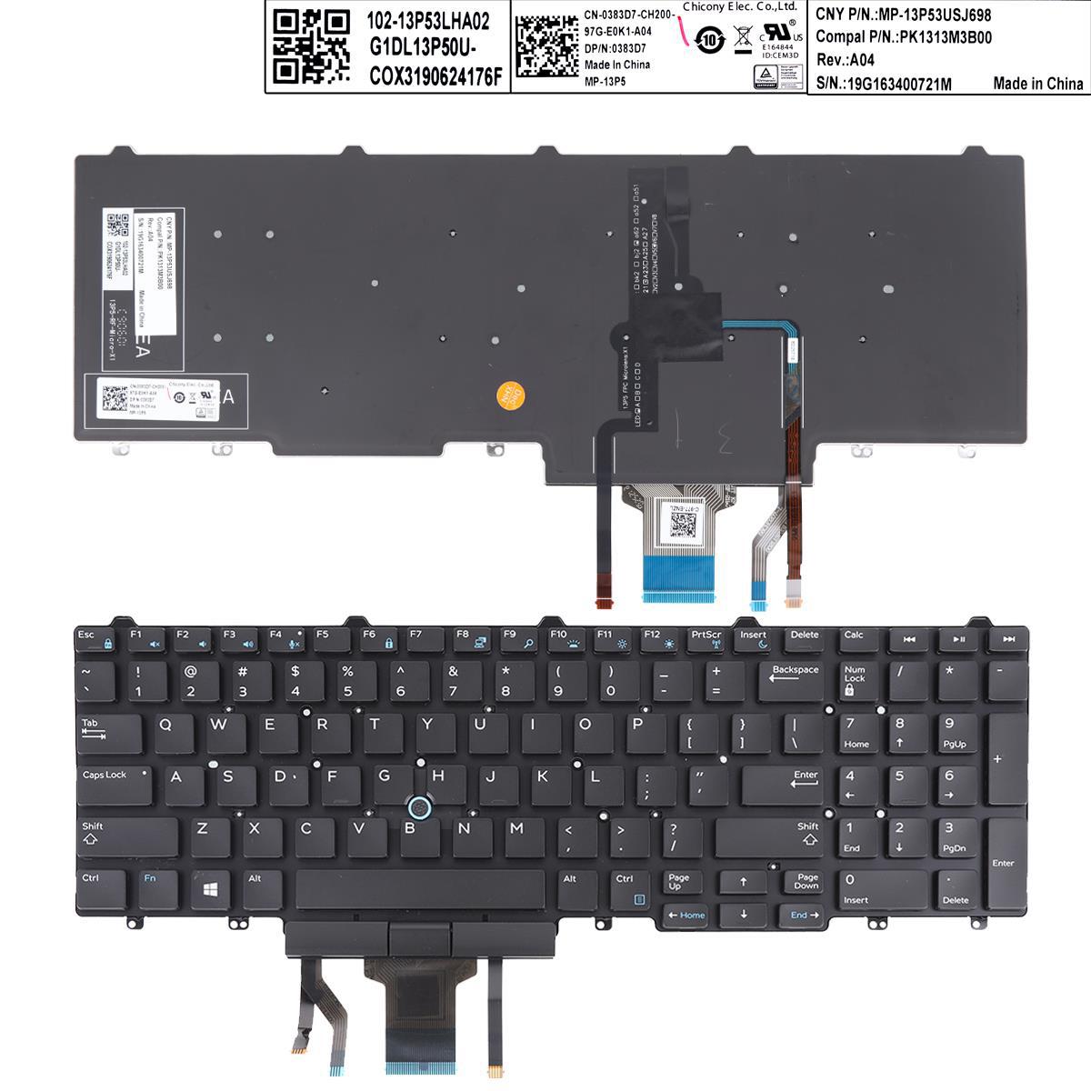 Dell E5550 E5570 5580 5590 5591 Precision 3510 3520 3530 7510 7520 7710 7720 Черна Без Рамка, с Пойнт Стик и Подсветка (Малък Ентър) | JAR Computers Dell E5550 E5570 5580 5590 5591 Precision 3510 3520 3530 7510 7520 7710 7720 Черна Без Рамка, с Пойнт Стик и Подсветка (Малък Ентър)
