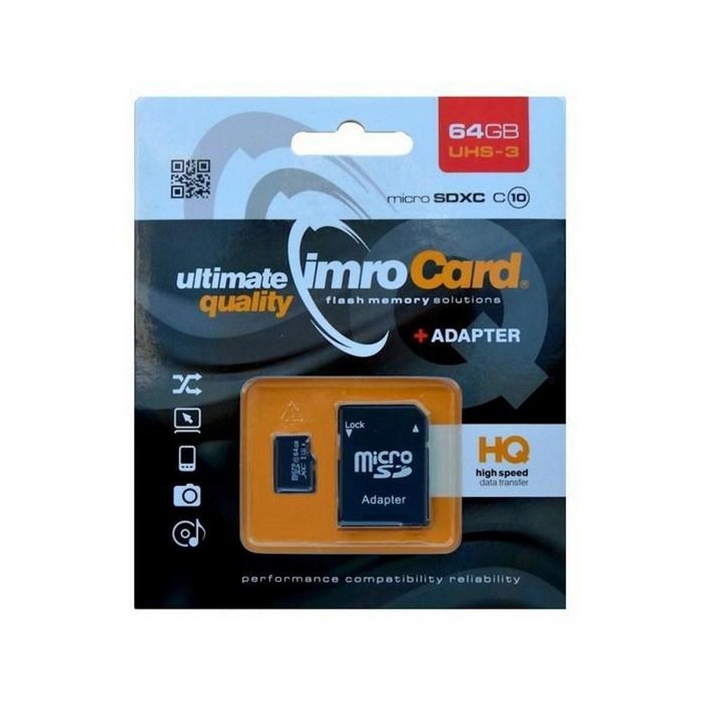 Карта памет Imro MicroSD с адптер 64 GB | JAR Computers Карта памет Imro MicroSD с адптер 64 GB
