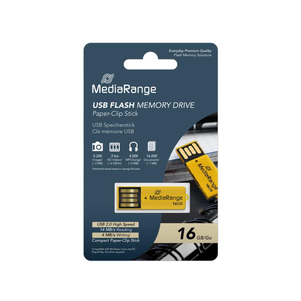 MEDIARANGE USB 2.0 NANO FLASH DRIVE 16GB YELLOW (MR976)