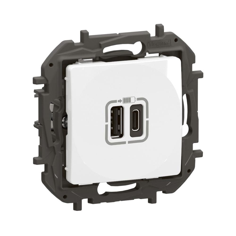 Розетка 2x USB тип A+C 15W 3A Бял - Legrand Niloe New NP3403WH | JAR Computers Розетка 2x USB тип A+C 15W 3A Бял - Legrand Niloe New NP3403WH