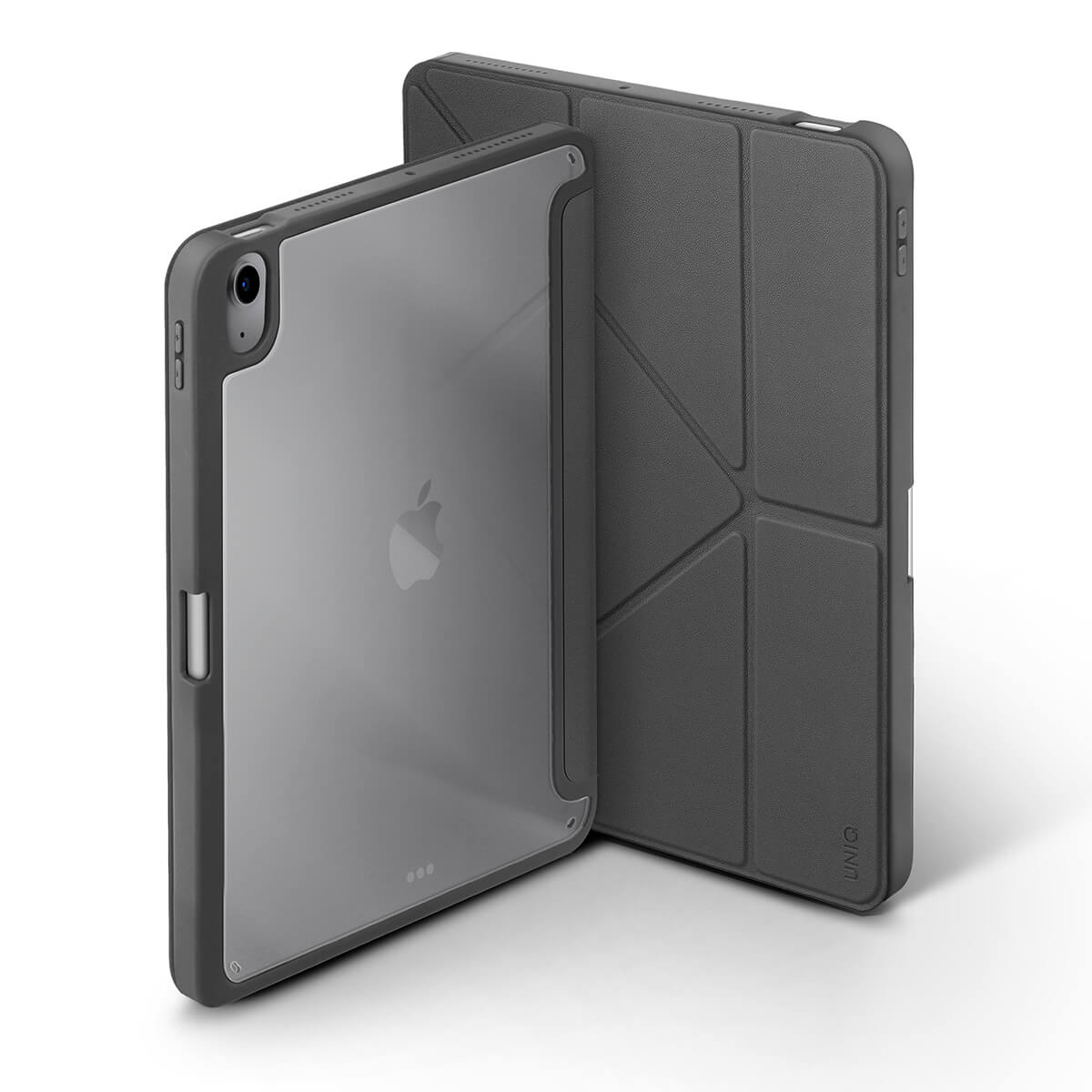 Uniq Moven Case - полиуретанов кейс с поставка и отделение за Apple Pencil 2 за iPad Air 5 (2022), iPad Air 4 (2020) (тъмносив)