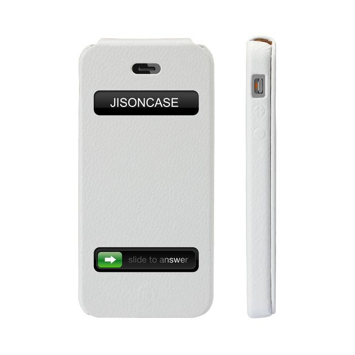 Вертикален калъф от естествена кожа за iPhone 5, iPhone 5S, iPhone SE - Jison Classic Flip Case (бял) | JAR Computers Вертикален калъф от естествена кожа за iPhone 5, iPhone 5S, iPhone SE - Jison Classic Flip Case (бял)