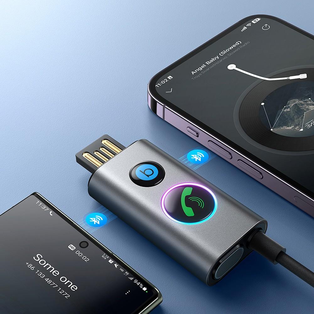 Безжичен блутут аудио рисийвър за безжично прехвърляне с USB и 3.5 мм аудио кабел и слот за TF карта - JoyRoom Car Wireless Receiver (JR-CB7)) (тъмносив) | JAR Computers Безжичен блутут аудио рисийвър за безжично прехвърляне с USB и 3.5 мм аудио кабел и слот за TF карта - JoyRoom Car Wireless Receiver (JR-CB7)) (тъмносив)