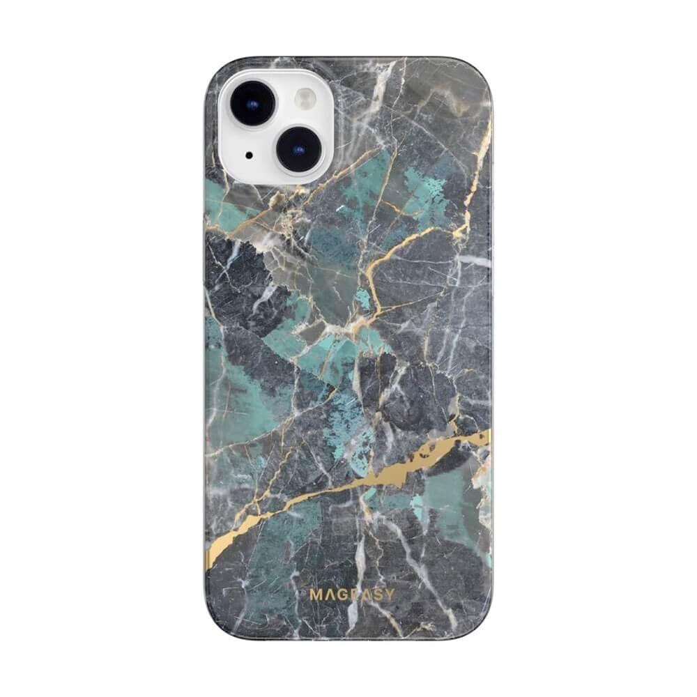 Дизайнерски хибриден удароустойчив кейс за iPhone 14 Plus (син) - Mageasy Marble Case | JAR Computers Дизайнерски хибриден удароустойчив кейс за iPhone 14 Plus (син) - Mageasy Marble Case