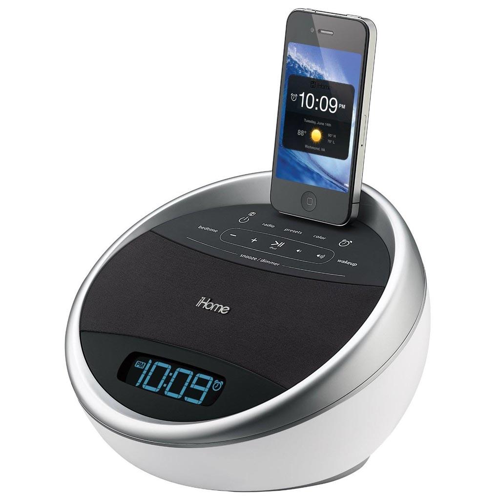 Док станция със сменяеми цветове, спийкър, аларма и радио за iPhone и iPod - iHome iA17 | JAR Computers Док станция със сменяеми цветове, спийкър, аларма и радио за iPhone и iPod - iHome iA17