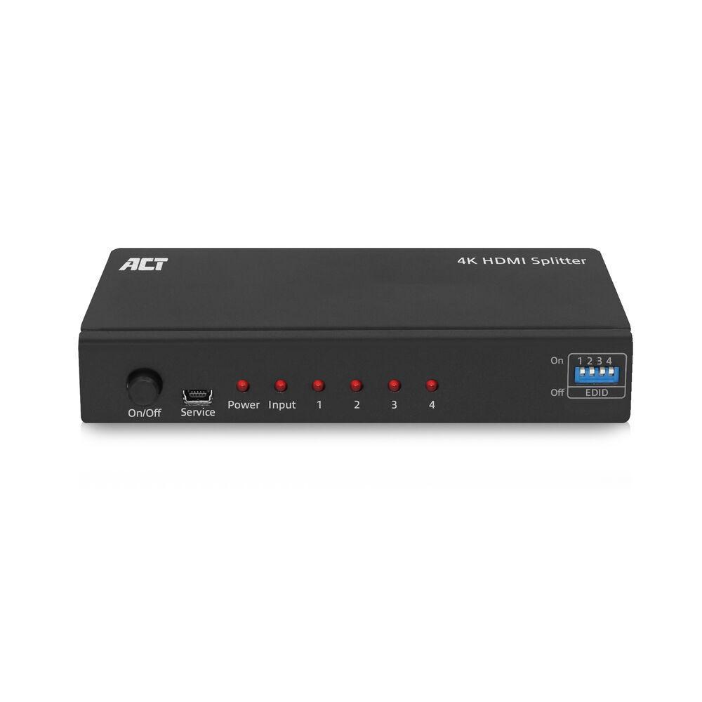 HDMI Сплитер ACT AC7831, 1 вход 4 изхода., 4K, Черен | JAR Computers HDMI Сплитер ACT AC7831, 1 вход 4 изхода., 4K, Черен