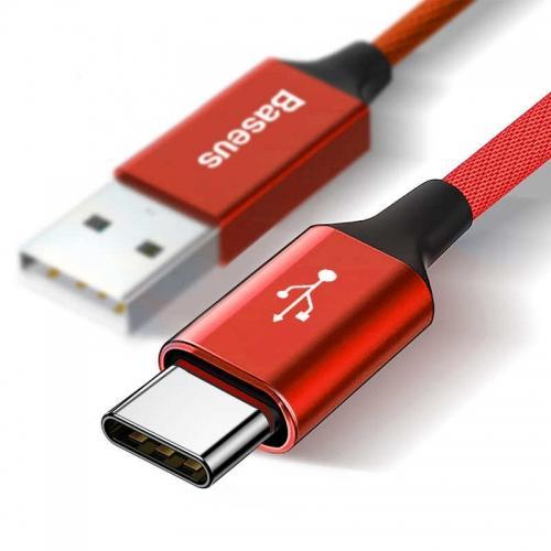 Кабел с въжена оплетка за устройства с USB-C порт (5 метра) - Baseus Artistic Striped USB-C Cable (червен) | JAR Computers Кабел с въжена оплетка за устройства с USB-C порт (5 метра) - Baseus Artistic Striped USB-C Cable (червен)