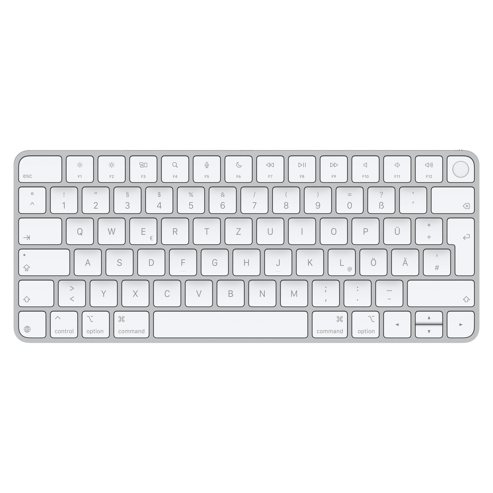 Apple Magic клавиатура Универсален USB + Bluetooth QWERTZ Немски Сребърен, Бяла