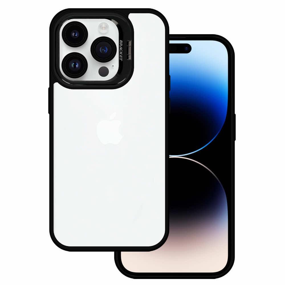 Хибриден кейс с поставка и стъклени лещи за камерата за iPhone 12 (черен) - Tel Protect Kickstand Case and Camera Glass Lens | JAR Computers Хибриден кейс с поставка и стъклени лещи за камерата за iPhone 12 (черен) - Tel Protect Kickstand Case and Camera Glass Lens