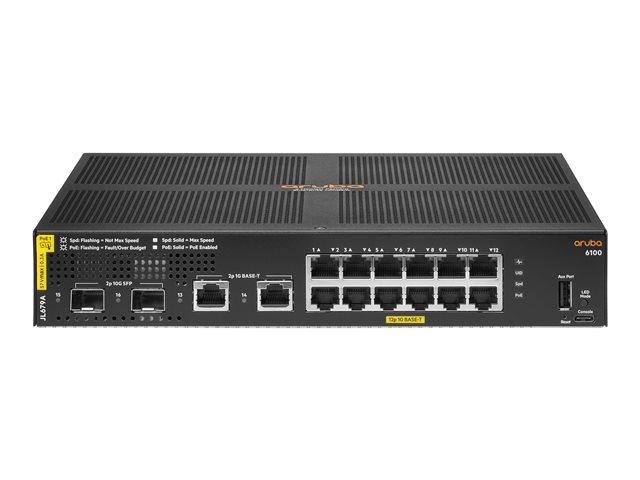 HPE Aruba 6100 12G Class4 PoE 2G/2SFP+ 139W Switch