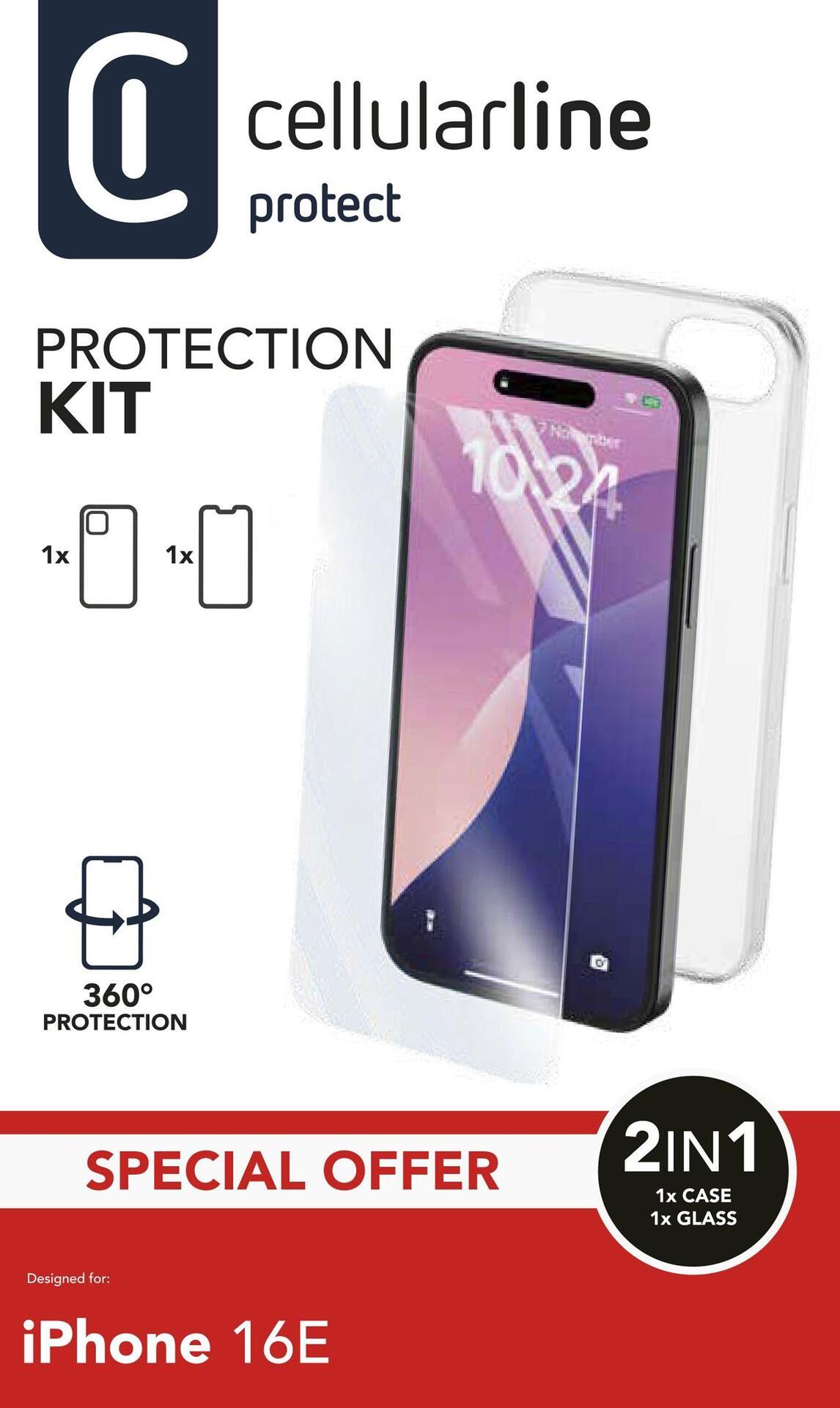 Прозрачен калъф + протектор за iPhone 16E 4Gn | JAR Computers Прозрачен калъф + протектор за iPhone 16E 4Gn