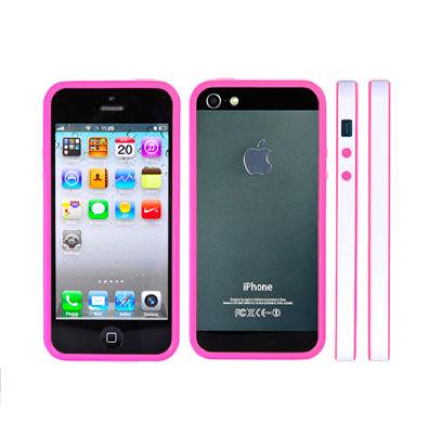 Силиконов бъмпер за iPhone 5, iPhone 5S, iPhone SE - FitCase Bumper BPCIP5-05 (розов-бял) | JAR Computers Силиконов бъмпер за iPhone 5, iPhone 5S, iPhone SE - FitCase Bumper BPCIP5-05 (розов-бял)