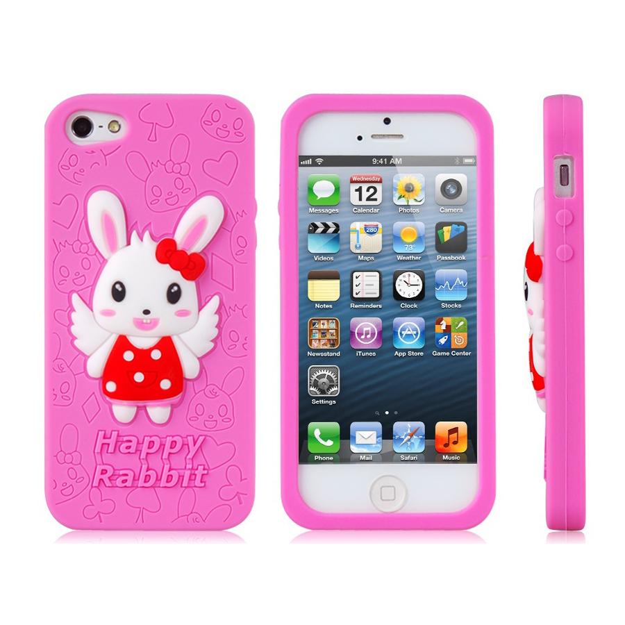 Силиконов калъф за iPhone 5, iPhone 5S, iPhone SE - Happy Rabbit Case (розов) | JAR Computers Силиконов калъф за iPhone 5, iPhone 5S, iPhone SE - Happy Rabbit Case (розов)