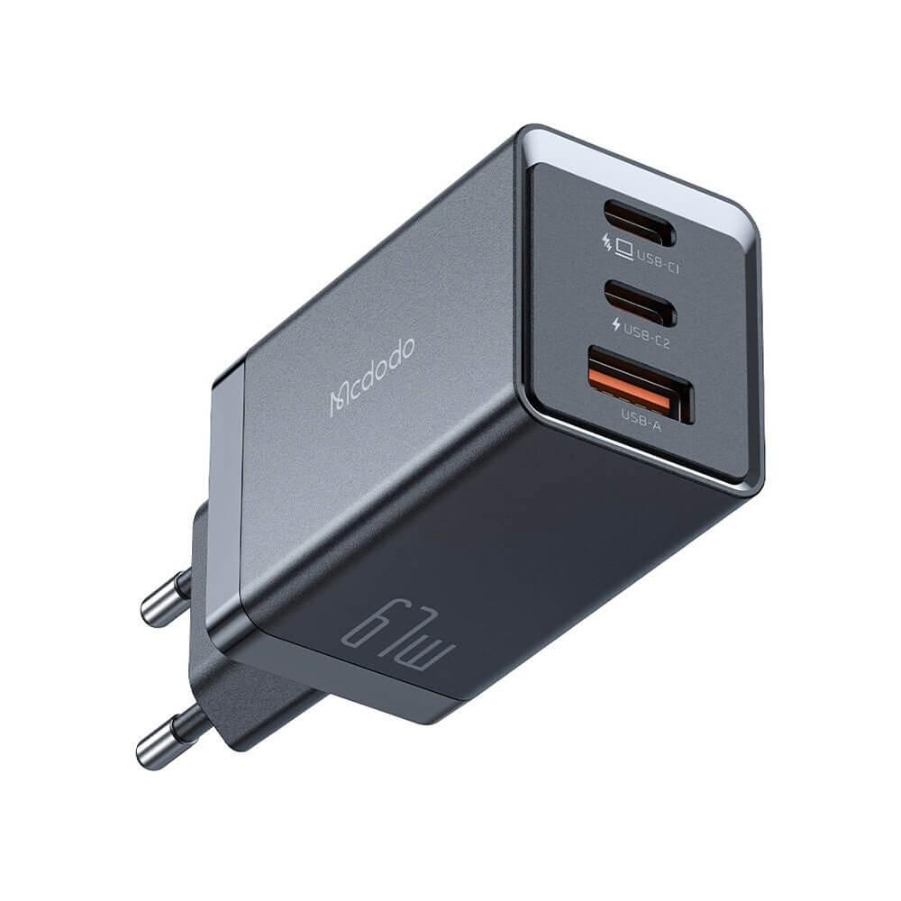 Захранване за ел. мрежа за лаптопи, смартфони и таблети с USB-A и 2xUSB-C изходи с технология за бързо зареждане - Mcdodo GaN Fast Wall Charger 67W (CH-1541) (черен) | JAR Computers Захранване за ел. мрежа за лаптопи, смартфони и таблети с USB-A и 2xUSB-C изходи с технология за бързо зареждане - Mcdodo GaN Fast Wall Charger 67W (CH-1541) (черен)