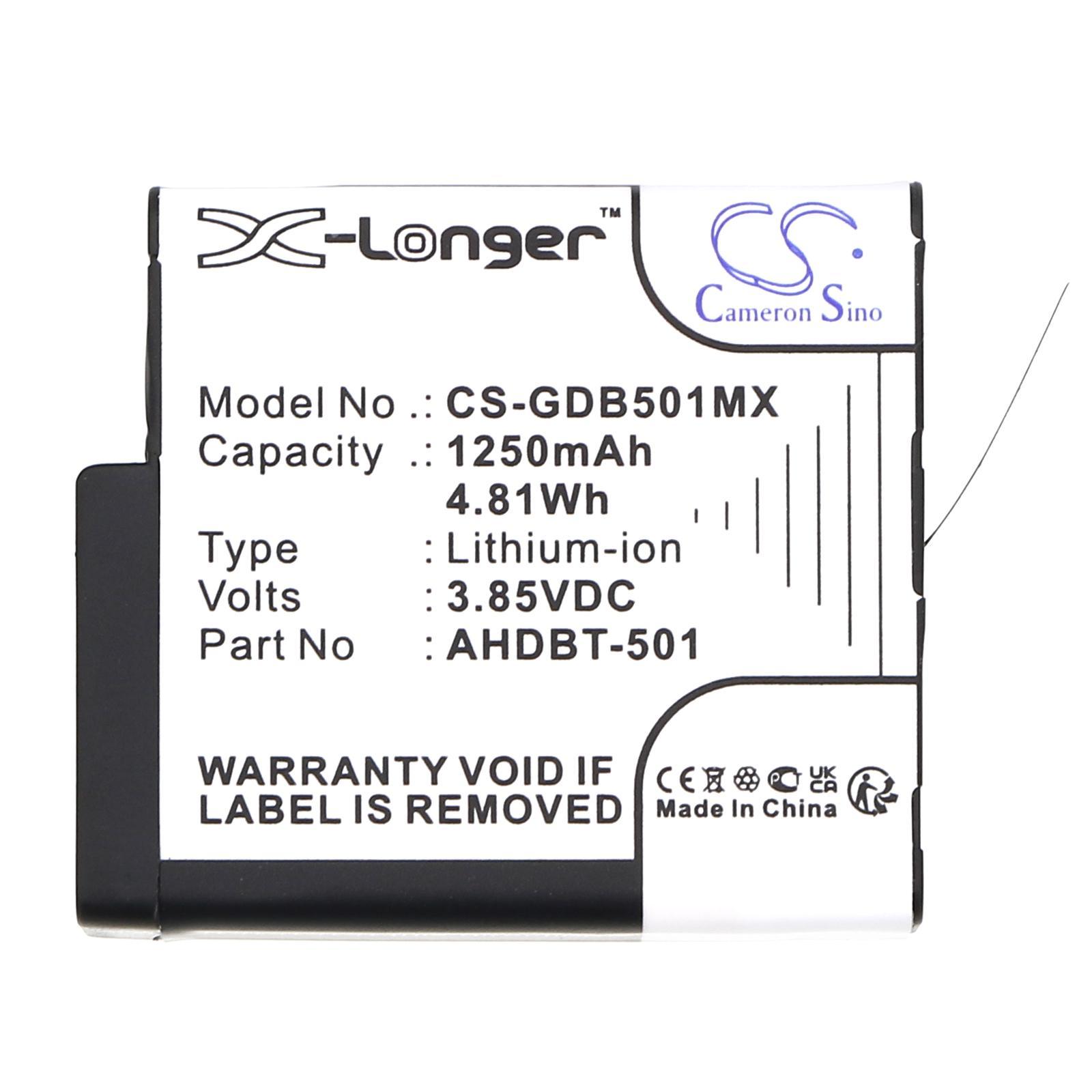 Батерия за камера GOPRO Hero 5; Hero 6; Hero 7; Hero 8   AHDBT-501  3,85V 1250mAh   LIIon Cameron Sino | JAR Computers Батерия за камера GOPRO Hero 5; Hero 6; Hero 7; Hero 8   AHDBT-501  3,85V 1250mAh   LIIon Cameron Sino