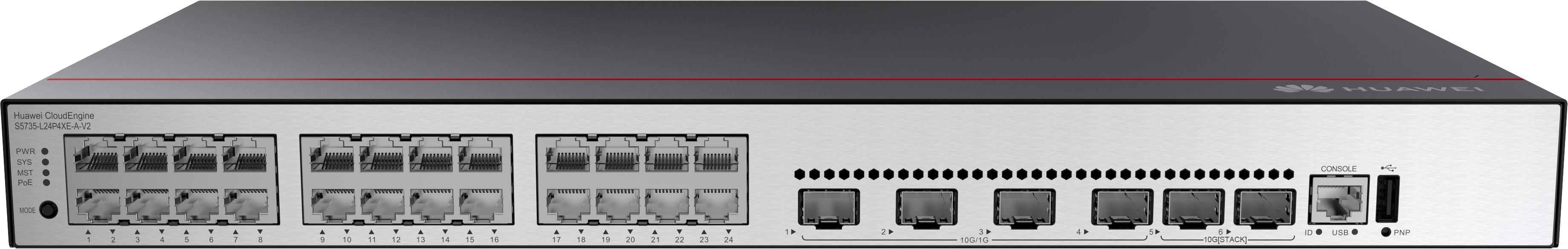 Huawei CloudEngine S5735-L24P4XE-A-V2 Управляем L3 Gigabit Ethernet (10/100/1000) Захранване по Ethernet (PoE) 1U Черен, Сребърен | JAR Computers Huawei CloudEngine S5735-L24P4XE-A-V2 Управляем L3 Gigabit Ethernet (10/100/1000) Захранване по Ethernet (PoE) 1U Черен, Сребърен