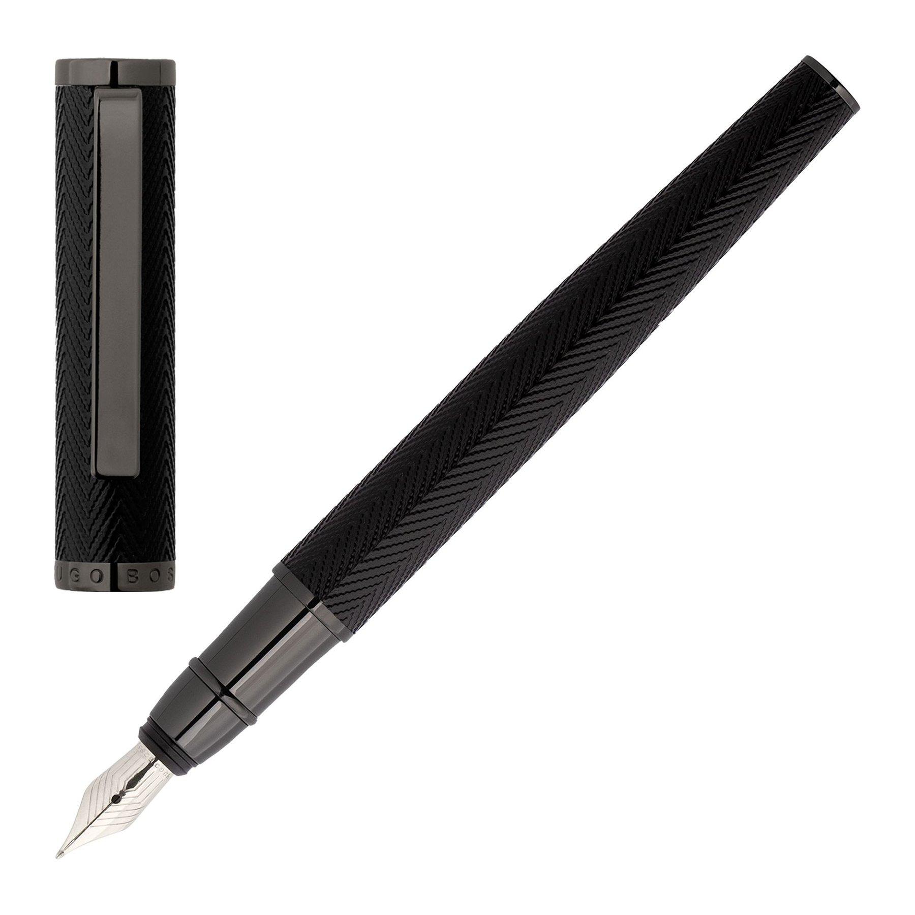 Hugo Boss Писалка Formation Herringbone, в кутия, черна