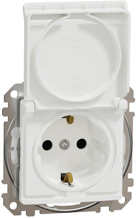 Контакт шуко с детска защита авт. и капак IP44 цвят Бял Sedna SE | JAR Computers Контакт шуко с детска защита авт. и капак IP44 цвят Бял Sedna SE