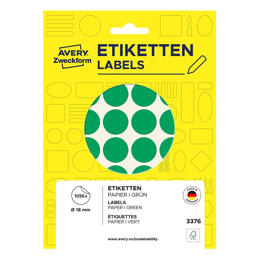 Самоз. кръгчета Avery ф18 зелен 1056бр