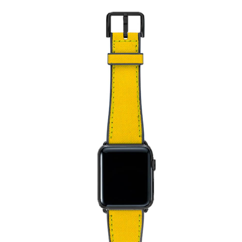 Висококачествена каишка изработена от полиестер и ествествен каучук за Apple Watch 42мм, 44мм - Meridio Submarine Leather Band (жълт) | JAR Computers Висококачествена каишка изработена от полиестер и ествествен каучук за Apple Watch 42мм, 44мм - Meridio Submarine Leather Band (жълт)