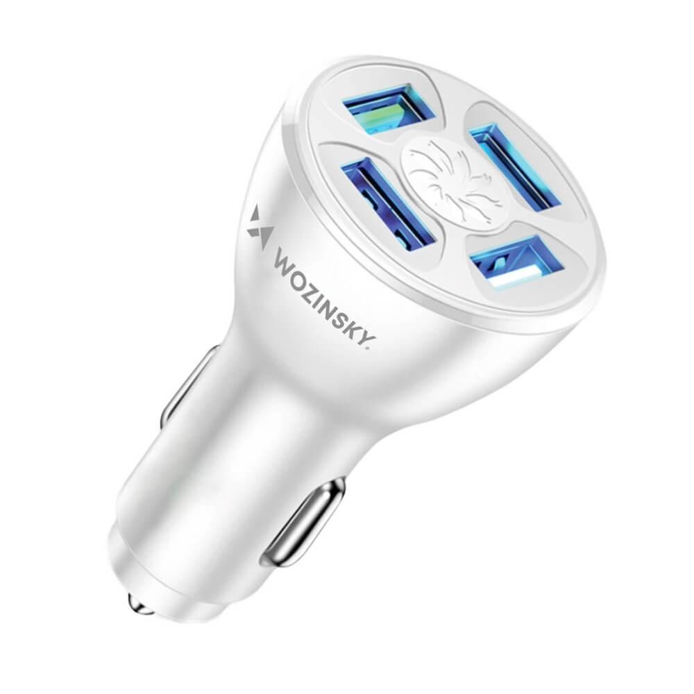 Wozinsky Multiport Fast Car Charger QC 50W - зарядно за кола с 4xUSB-A изходи с технология за бързо зареждане (бял)
