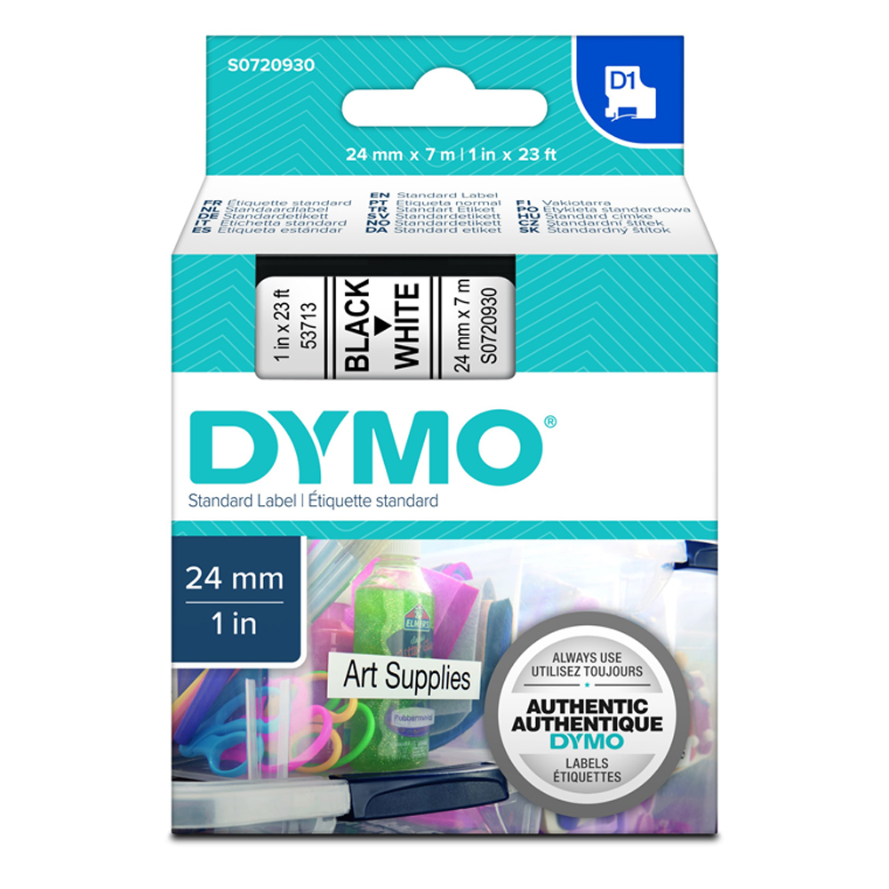 DYMO D1 53710 TAPE 24mmX7m BLACK ON TRANSP. (S0720920) (DYMO53710)
