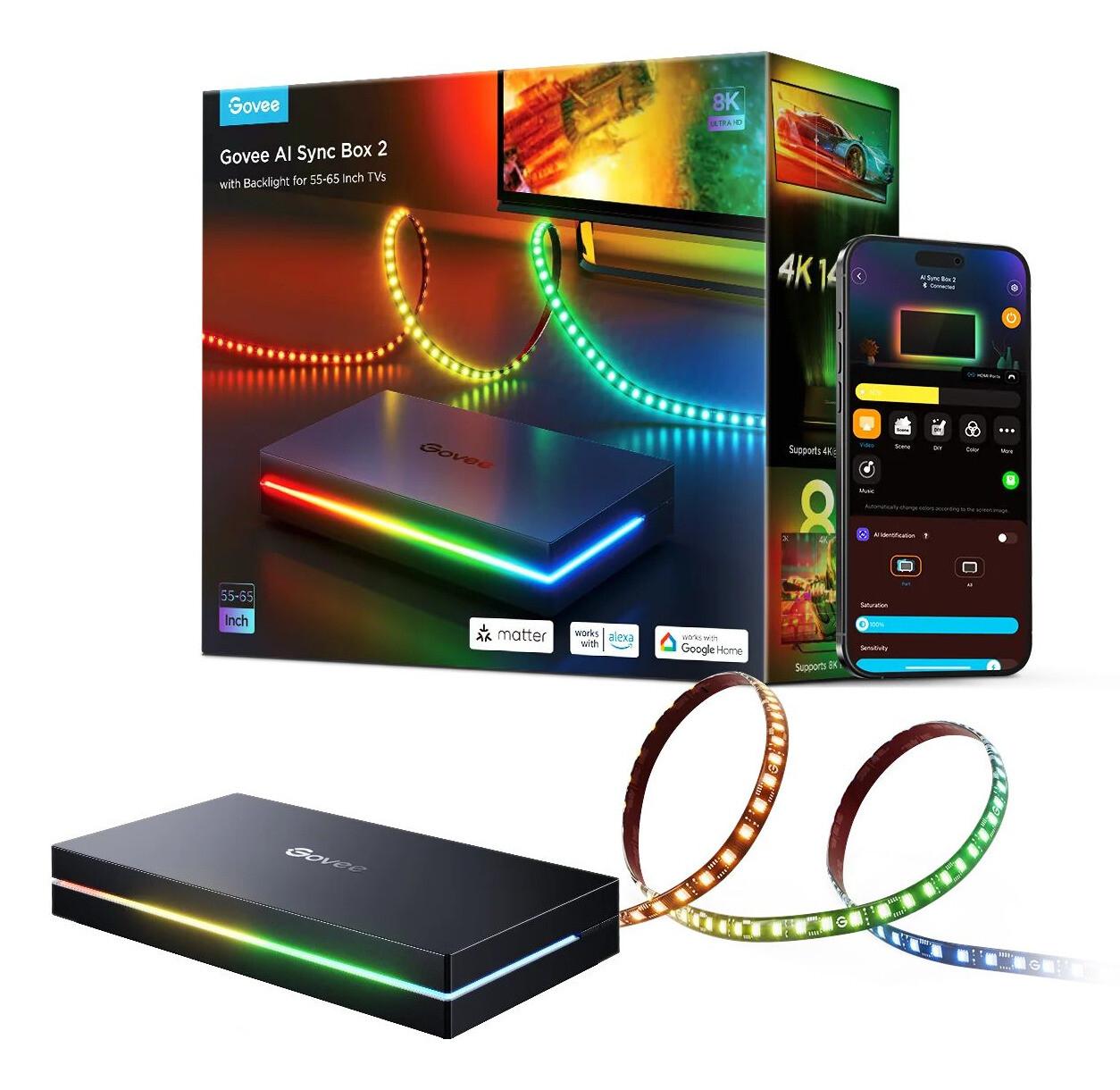 Govee AI Sync Box Kit 2 Комплект за смарт осветление Wi-Fi/Bluetooth | JAR Computers Govee AI Sync Box Kit 2 Комплект за смарт осветление Wi-Fi/Bluetooth