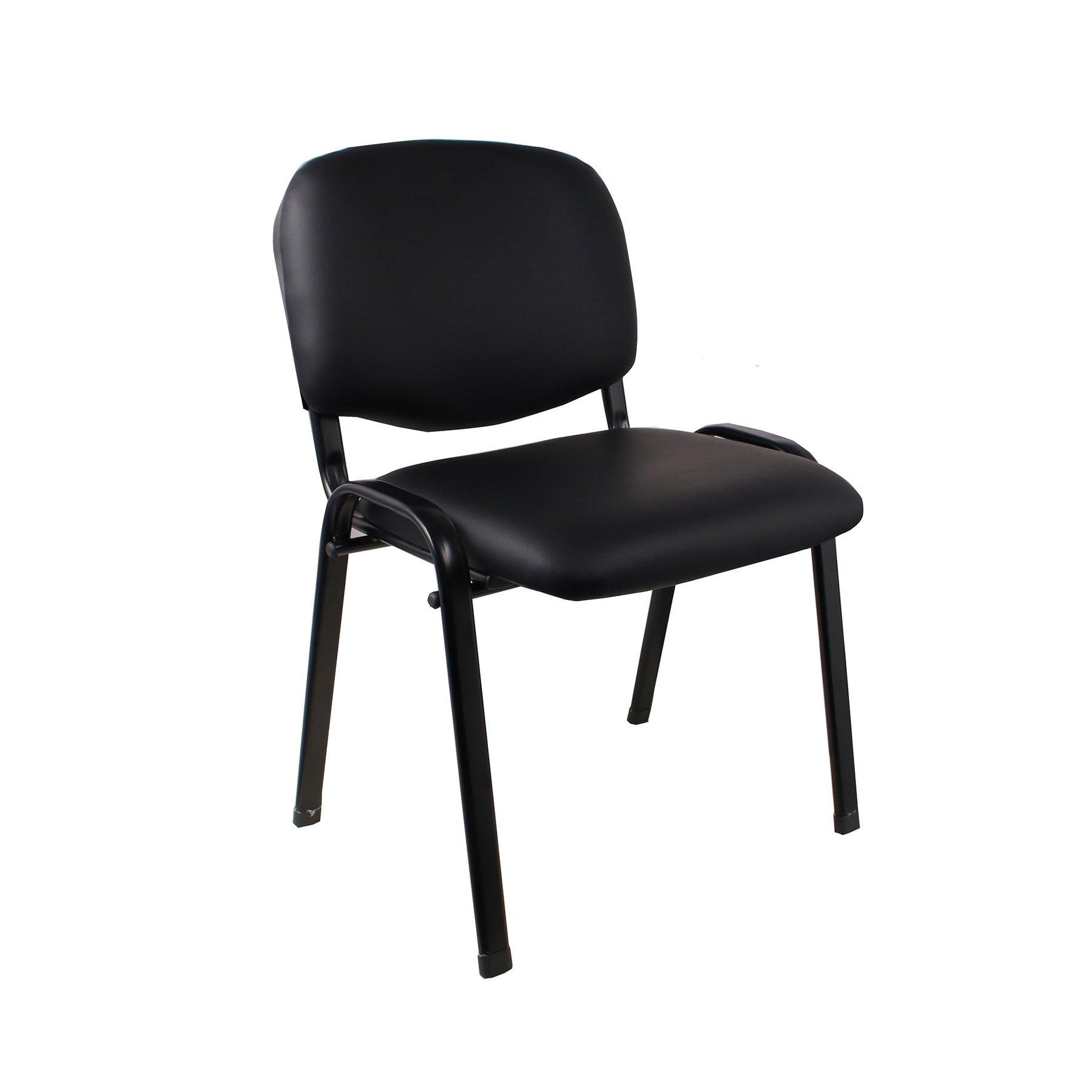 Посетителски стол Iso Iron Black, екокожа, метална основа, до 120 kg, черен