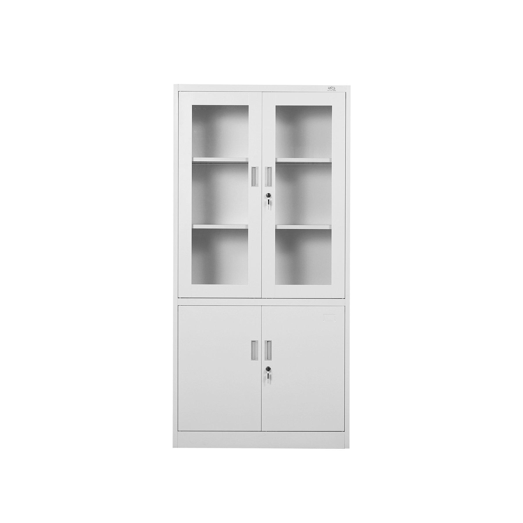 Шкаф RFG, медицински, метален, със стъклени врати, 90 х 40 х 185 cm, бял