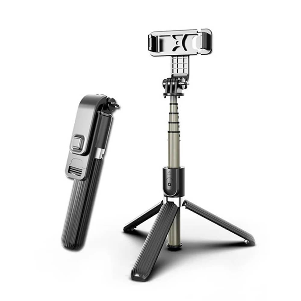 Techsuit L03 Selfie Stick Telescopic Tripod with Bluetooth Remote - разтегаем безжичен селфи стик и трипод за мобилни телефони (черен)
