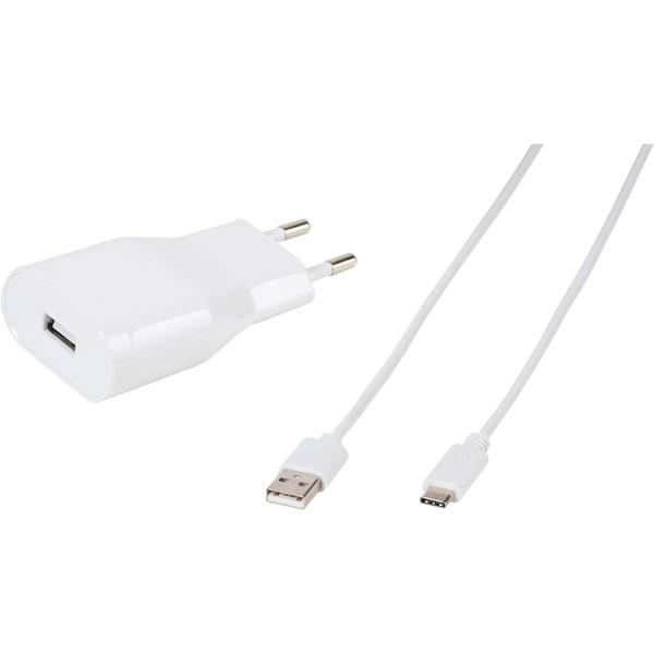 Vivanco 60029 Комплект зарядно 2.4A, вкл. отделен USB Type-C кабел, бял 1.2m